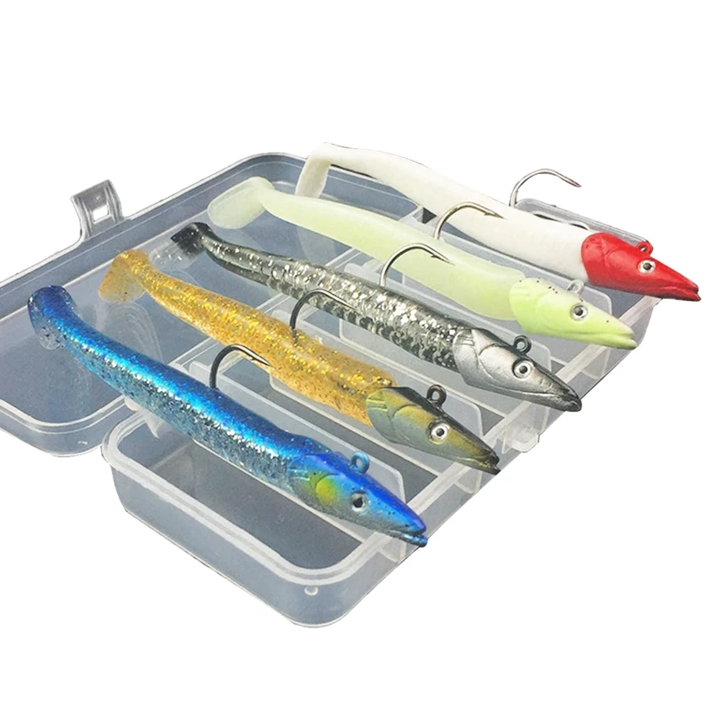 

5Pcs 12.5cm/22G Fish Baits with Jig Head Soft Lure Fish Eye Fishing Lure Artificial Jig Bait Sea Fishing Lure Bait Set