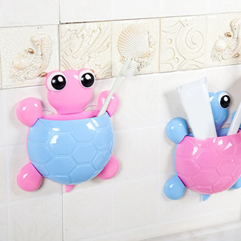Cartoon Design Turtle Sucker Hook Toothbrush Holder Cute Tortoise Children Bathroom Decoration Accessories |