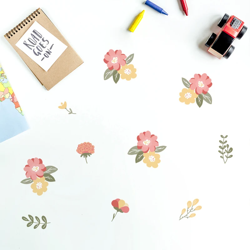 Съемный розовый желтый цветок наклейки на стену виниловые художественные декор