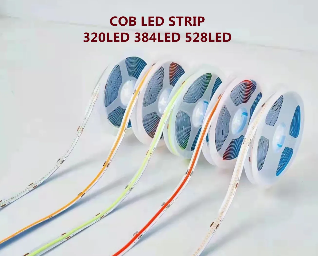 5m/lot COB LED Strip Light 320 384 528 LEDs High Density Super Bright Flexible COB LED Lights DC12V 24V LED Tape