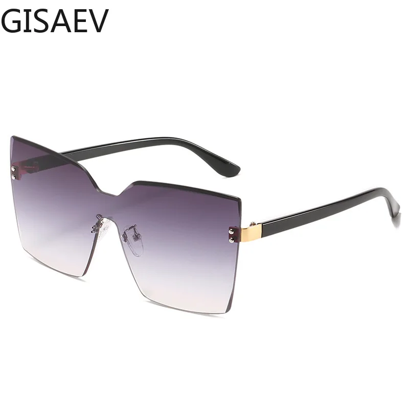 

GISAEV Driving Glasses Women Man Oversized Square Frameless Sunglasses Large Square Gradient Color Siamese Fashion Glasses UV400