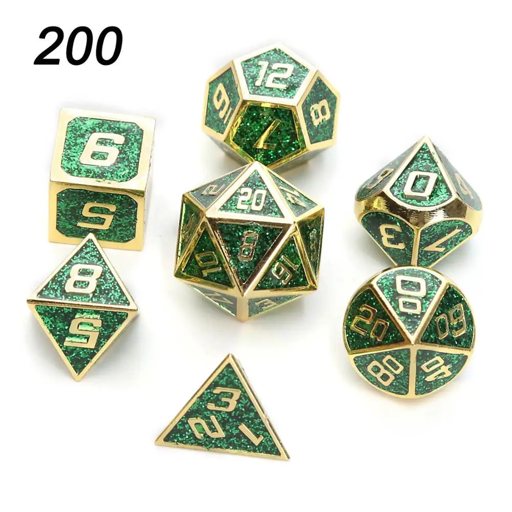 Chengshuo starlight металлические кости dnd Набор кубиков rpg многогранные Твердые подземелья и дракон настольные игры цинковый сплав зеленый d& d кости 7 шт - Цвет: 200