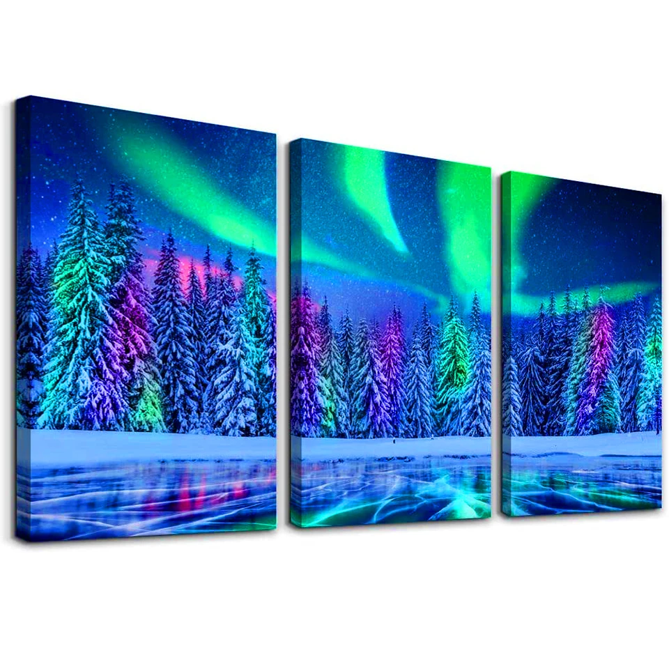 

Триптих, алмазная живопись, Аврора, снег, дерево, искусственный пейзаж, Алмазная мозаика, полная квадратная круглая дрель, домашний декор R157