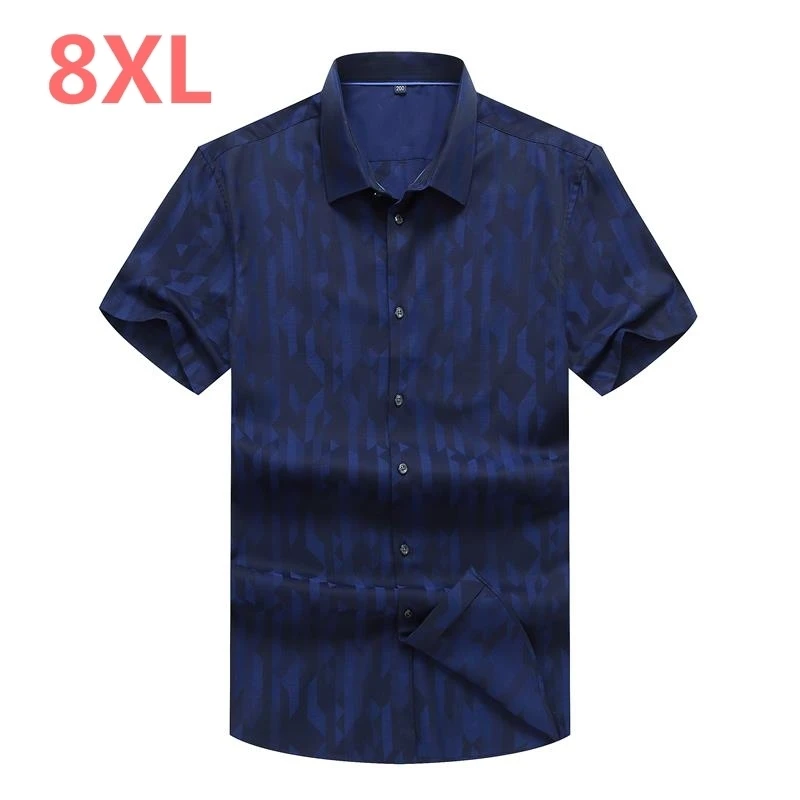 Плюс 10XL 8XL 6XL 5XL Новая летняя мужская рубашка повседневная с коротким рукавом
