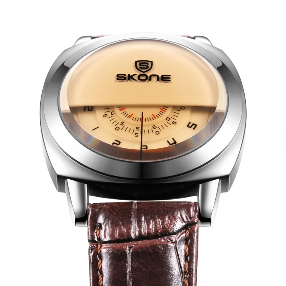 

Unique Vogue Designer SKONE Brand Watches Men Luxury Fashion Casual Leather Strap Watch Quartz Wrtistwatch Relogio masculino