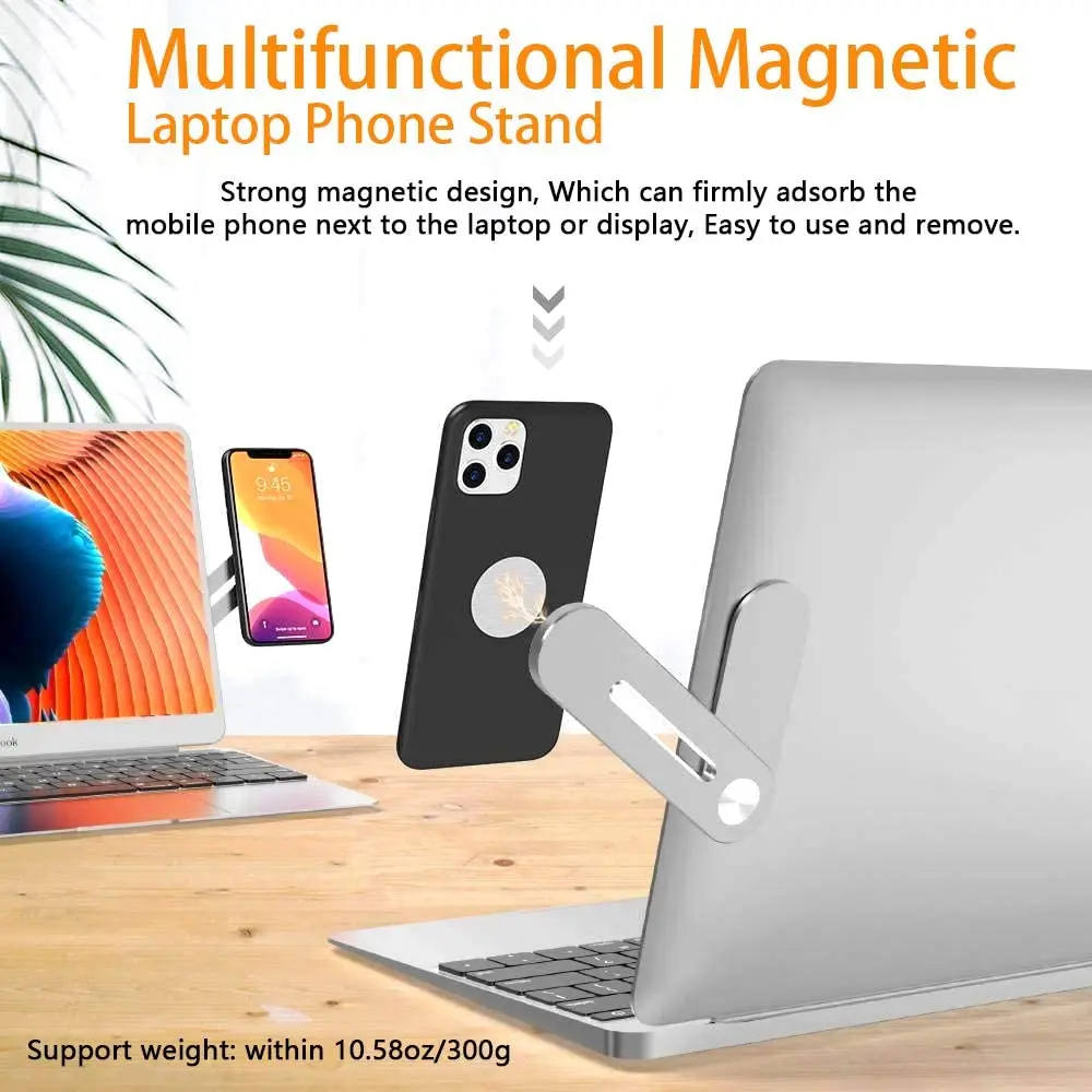 smartphone holder on mac laptop dual monitor display aluminum alloy adjustable phone stand laptop side mount connect bracket free global shipping