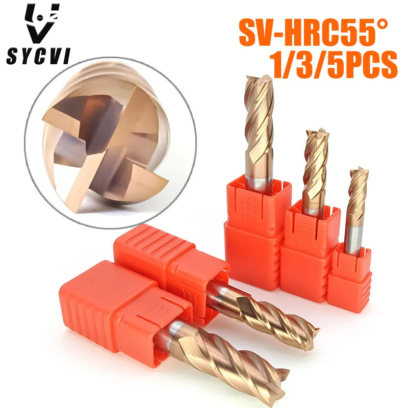 

Концевые фрезы из вольфрамовой стали YG10, твердосплавные концевые фрезы HRC55, 4 лезвия, торцевые фрезы с толстым покрытием для обработки с ЧПУ