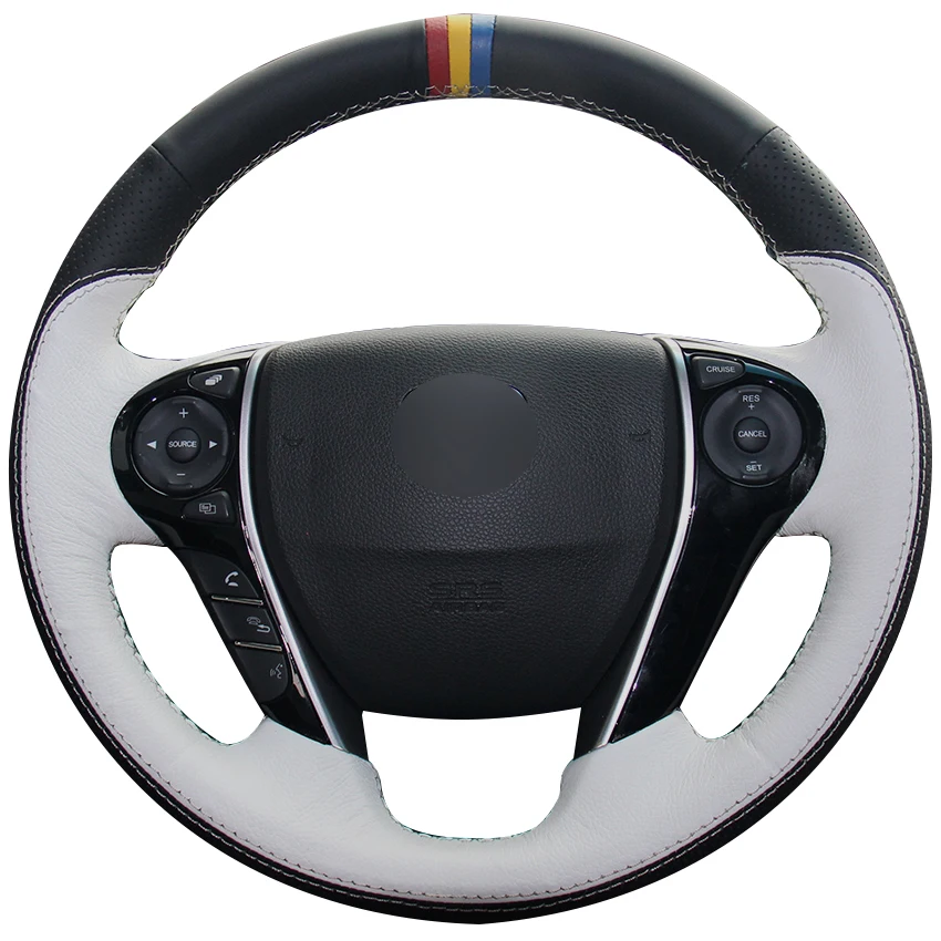 Черная натуральная кожа белая чехол на руль для Honda Accord 9 Odyssey Crosstour 2013-2016 Pilot 2016 2017 |