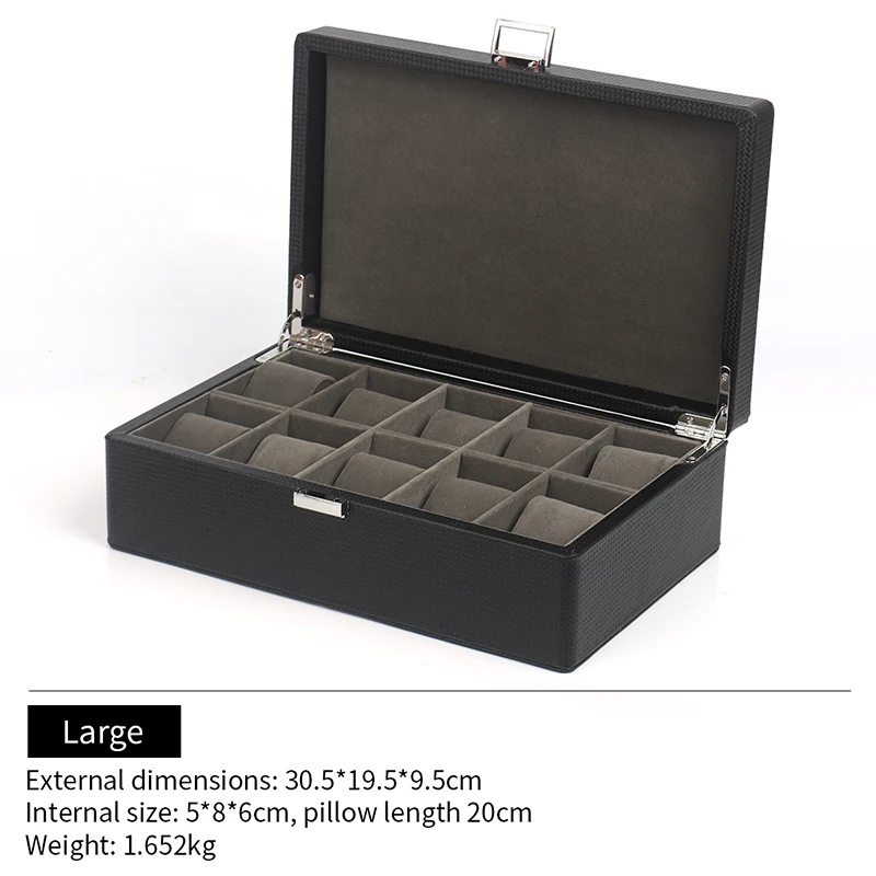 

New 10 Grids Black Pu Leather Watches Jewelry Storage Box With Lock For Bangle Bracelets Display Jewellery Organizer Holder Case