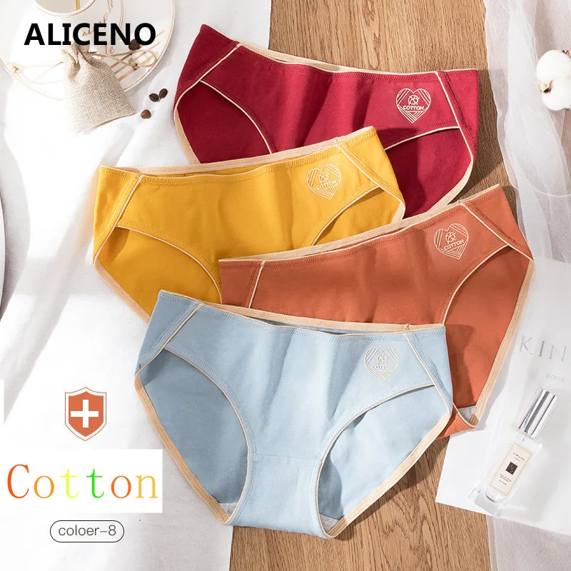 Сексуальные женские хлопковые трусики со средней талией одноцветные трусы