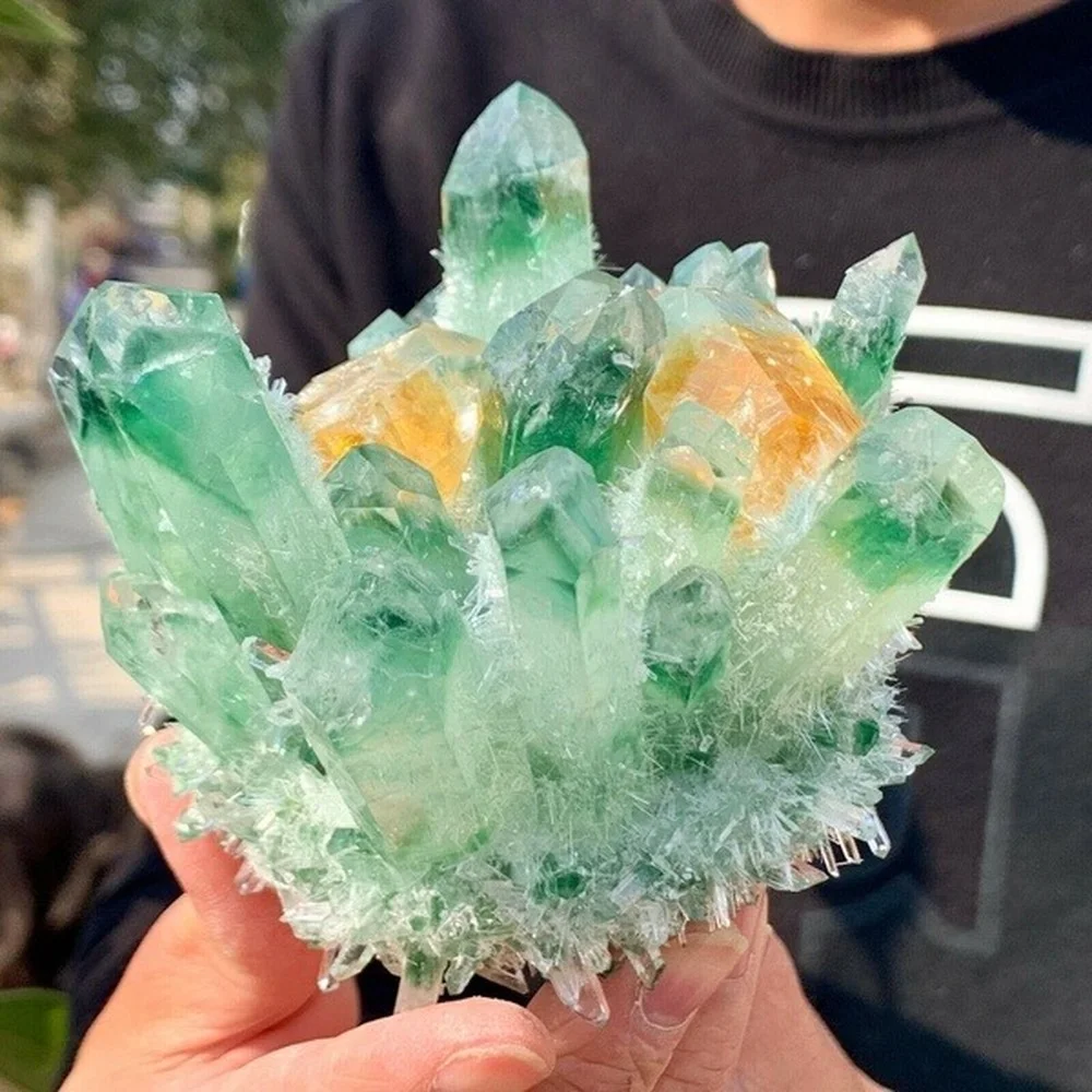 400 600 г оранжевые кристаллы натуральный зеленый призрак кристалл кластер