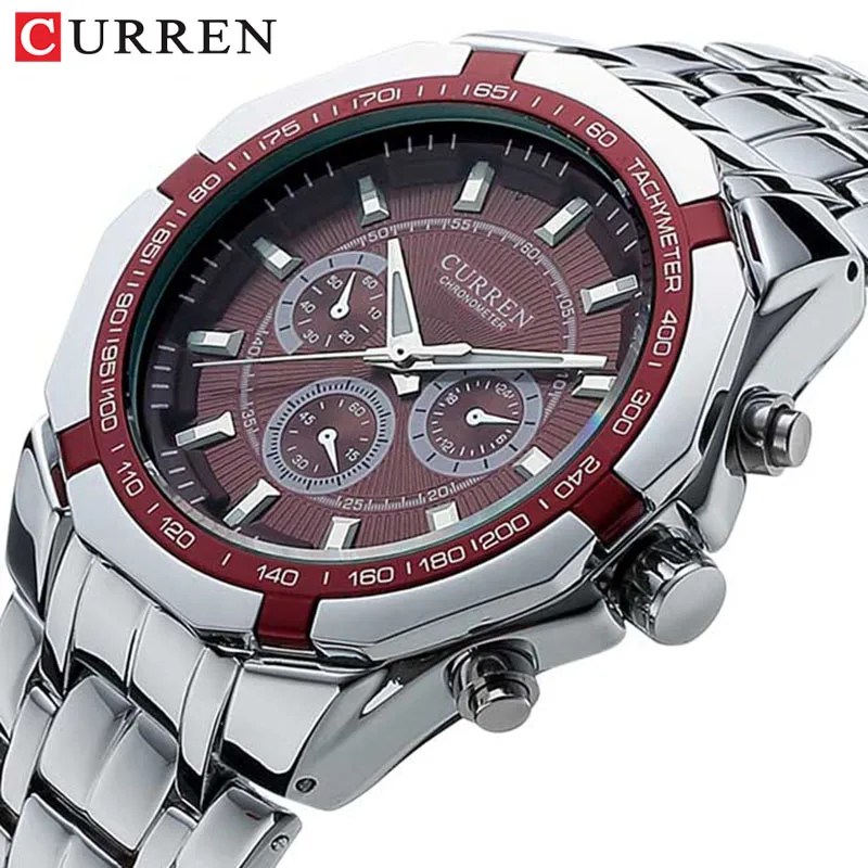 Часы наручные Curren Мужские кварцевые брендовые Роскошные деловые аналоговые из