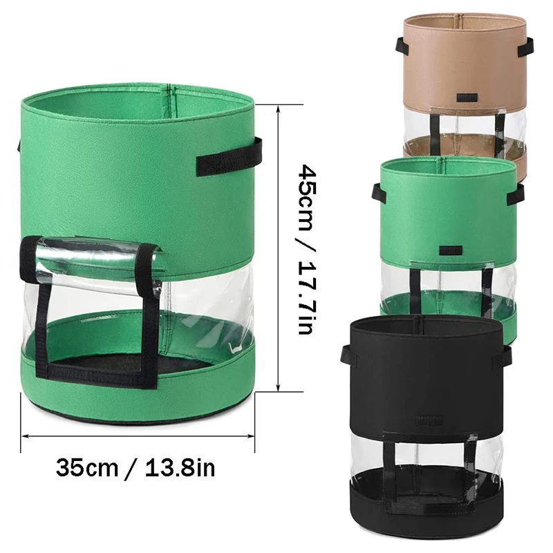 

Potato Planting Bag 10 Gallons 3 Packs, Planting Pot with Transparent Window, Tomato Carrot Potato Planting Bag