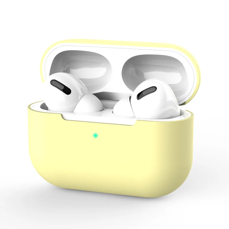 Airpods Pro Чехол для наушников силиконовый защитный чехол Аксессуары для Apple Airpods Pro беспроводные Bluetooth наушники - Цвет: Light yellow