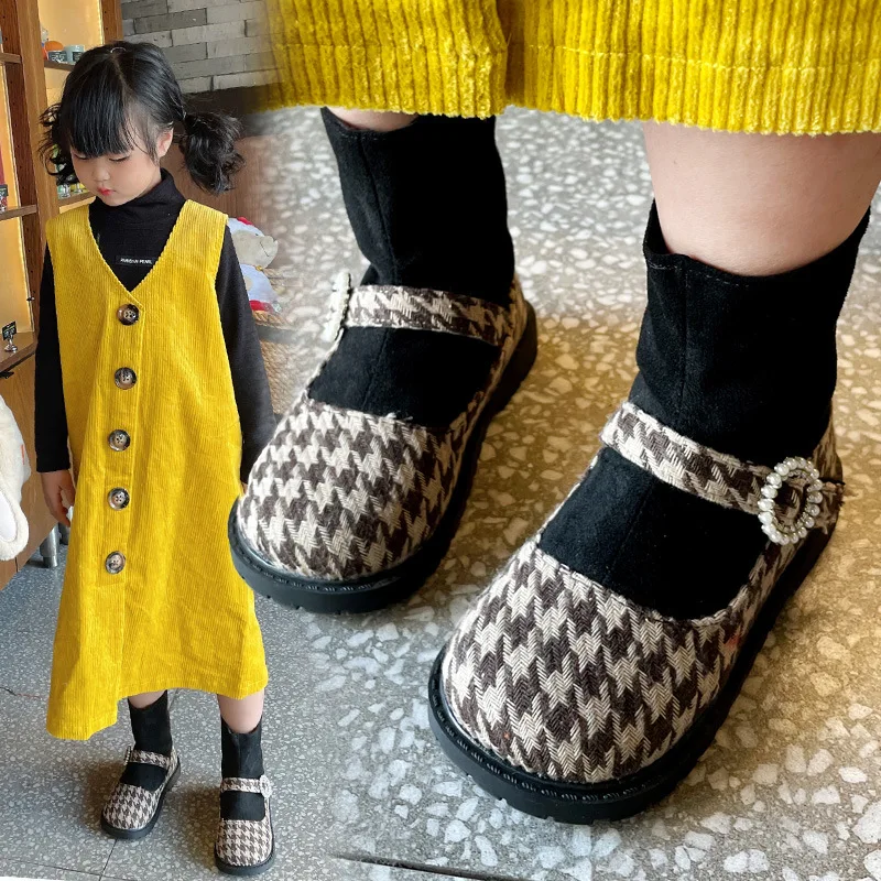 

Girl Winter Boots Children Elastic Sock Boots Little Princess Chic Short Boots Kids Fashion New Thick Cotton Warm Platform Boots