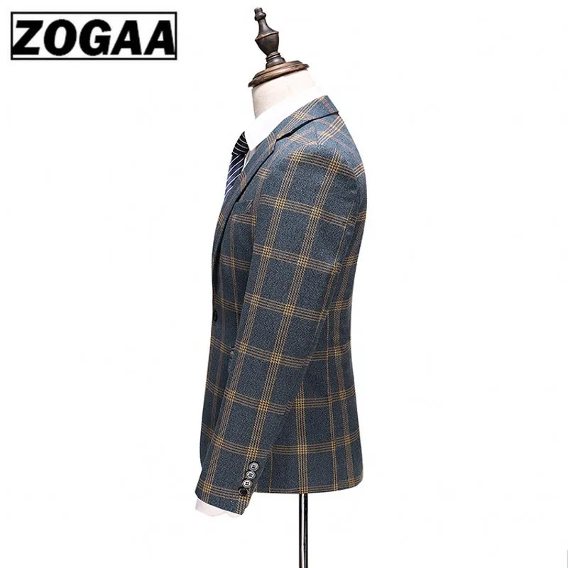 Модный клетчатый дизайнерский мужской костюм с отворотом для жениха смокинги