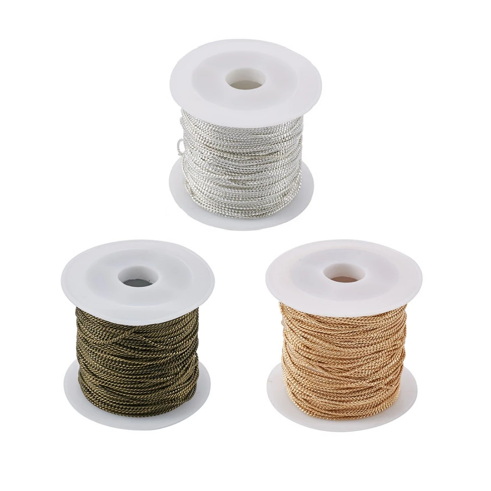 30m Mixed Color Brass Chains Jewelry Accessories For DIY Bracelet Necklace Jewellery Handmade Material 1mm, 32.8 Feet(10m)/roll