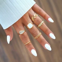 6 pcsset leaf style rings for women gold color punk knuckle midi rings set vintage anillos jewelry accessories