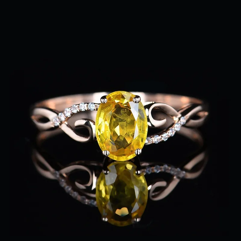 

Luxury Female Yellow Crystal Stone Rings Classic Rosegold Wedding Rings for Women Fashion Zircon Engagement Jewelry