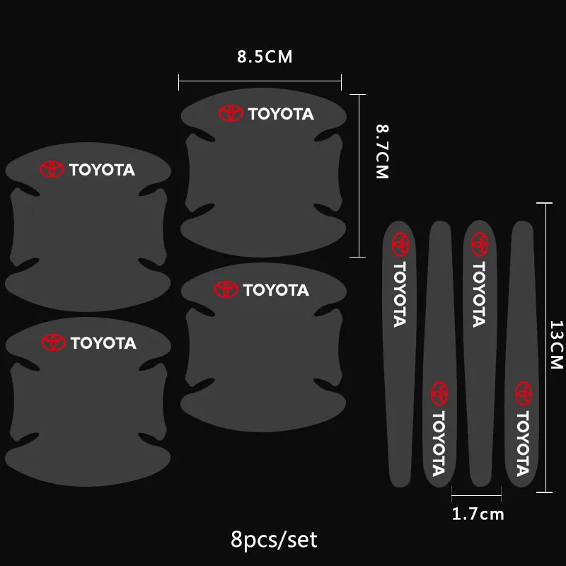 8Pcs Car Door Handle Anti Scratches Transparent Protection Stickers For Toyota Corolla Yaris Rav4 Avensis Auris Camry 86 Prius | Автомобили
