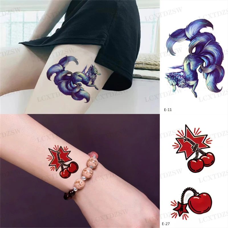 2Pcs Wolf Temporary Waterproof Tattoos Stickers For Women Men Art Fake Tattoo Stickers Arm Flash Makeup Body Transfer Tattoos