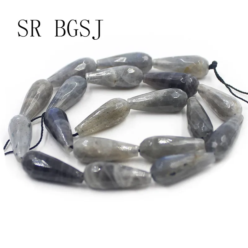 Free Shipping 8x20mm Faceted Gray Labradorite Gems Teardrop Drop Natural Stone Beads Strand 15" | Украшения и аксессуары
