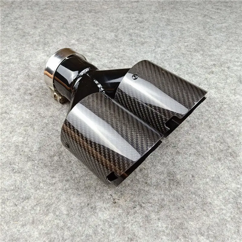 Выхлопная труба One Piece Dual Outlet блестящее углеродное волокно с покрытием блестящая