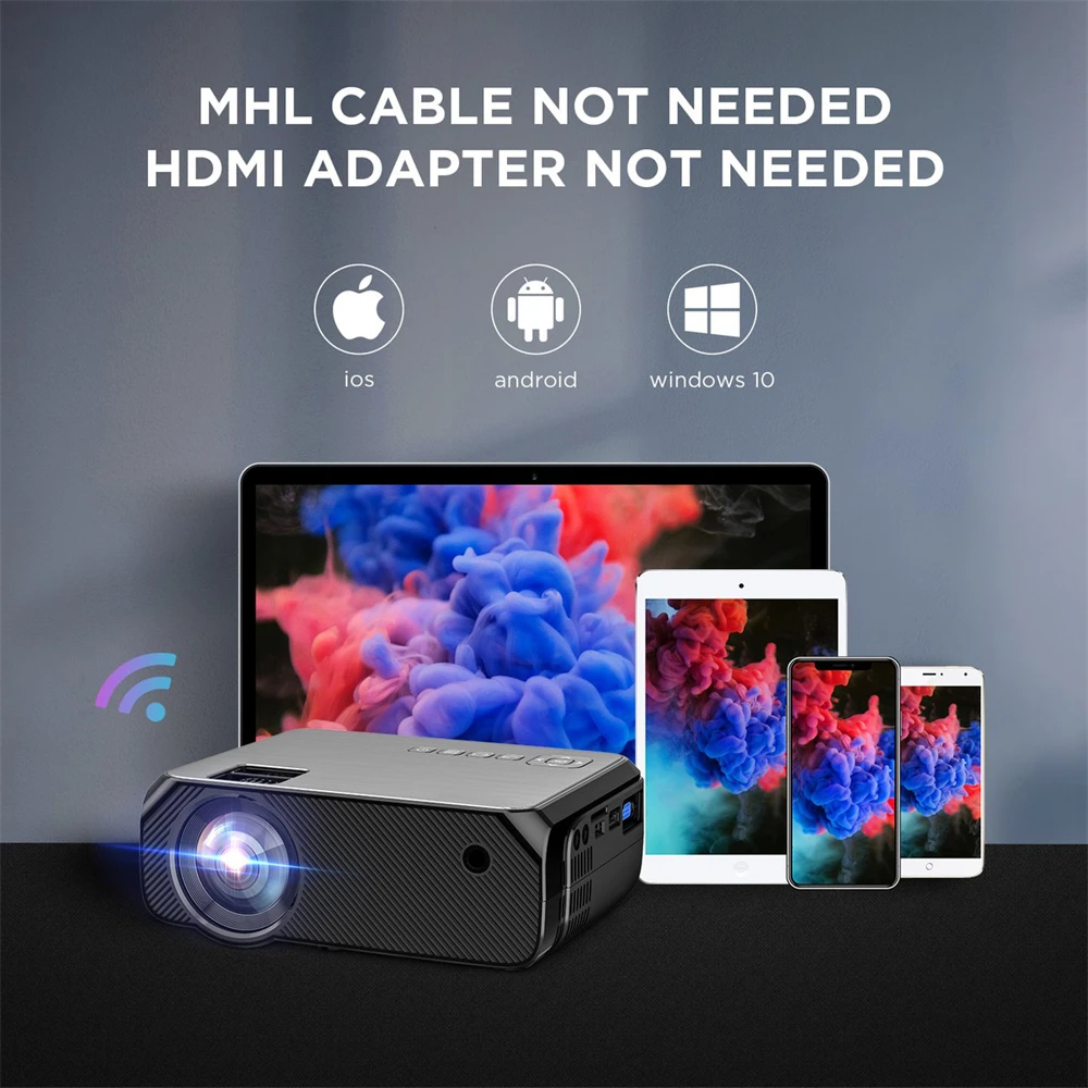 VCHIP GC555 4K Projector Protable projector 1080P mini Proyector For Home Theater 3D WiFi Portable Media Player Christmas gift |
