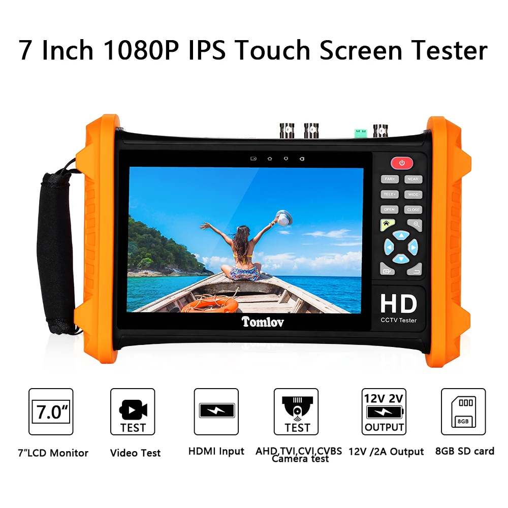 

7-дюймовый тестер сенсорного экрана IPS 1080P HD ЖК-дисплей тестер видеонаблюдения CVBS монитор TVI, CVI ,AHD,CVBS камеры Аналоговый Тестер