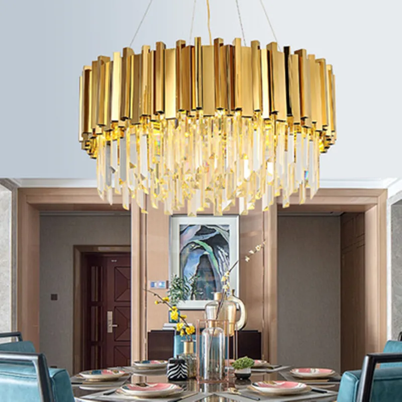 Роскошные золотистые металлические круглые люстры для гостиной К9 хрустальные