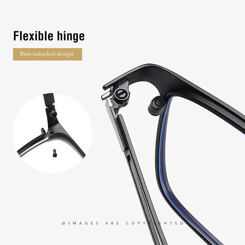 

Metal Glasses Frame Full Rim Eye Glasses Men Business Style Anti Blue Ray Myopia Spectacles with Spring Hinges New Arrival