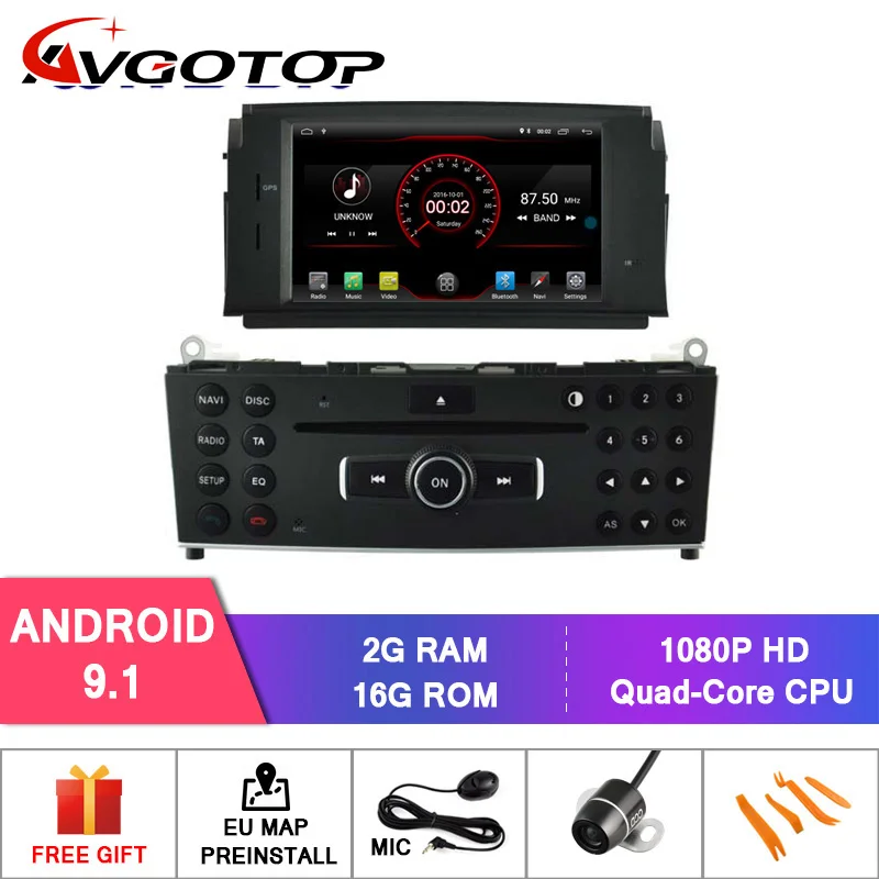 AVGOTOP Android 10 автомобильный Радио GPS dvd плеер для MERCEDES BENZ W204 C200 Wifi Мультимедиа