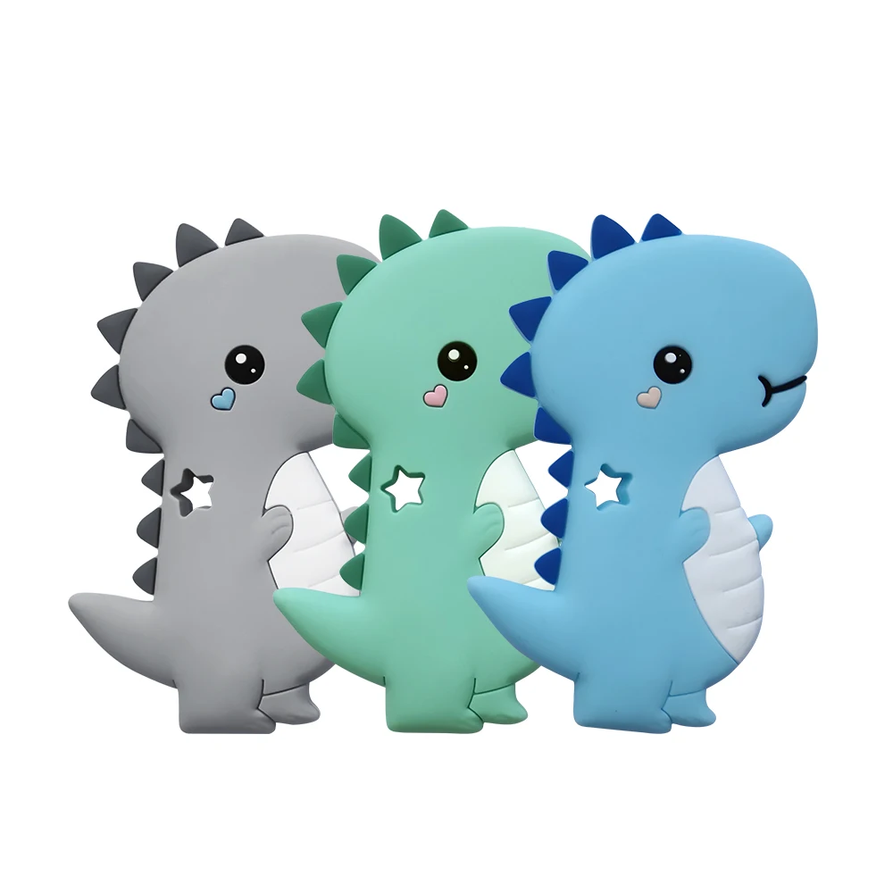 Mordedor seguro para beb&eacute; reci&eacute;n nacido, sin BPA, Animal encantador, dinosaurio, bricolaje, mordedor de silicona, juguetes de dentici&oacute;n para ni&ntilde;os-5