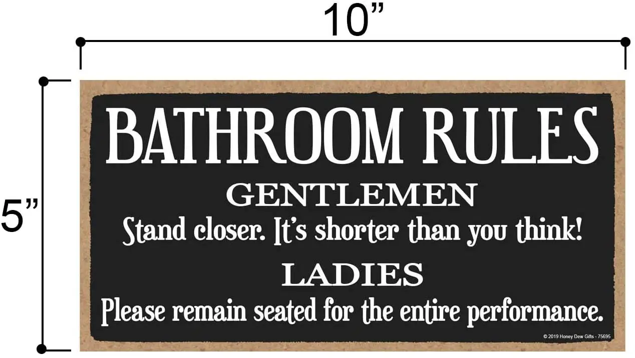 

Home Decor, Bathroom Rules Gentlemen and Ladies Hanging Wood Sign, Bathroom Sign