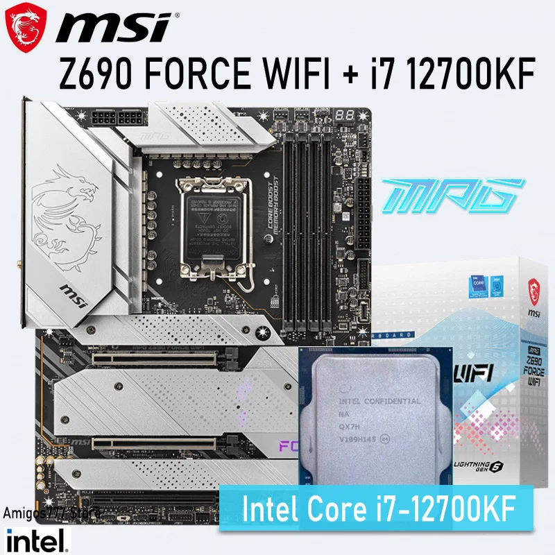 

LGA 1700 MSI MPG Z690 FORCE WIFI + i7 12700KF Motherboard DDR5 Supports 12th Gen Intel Core PCIe 5.0 Gaming Placa-mãe ATX Bundle