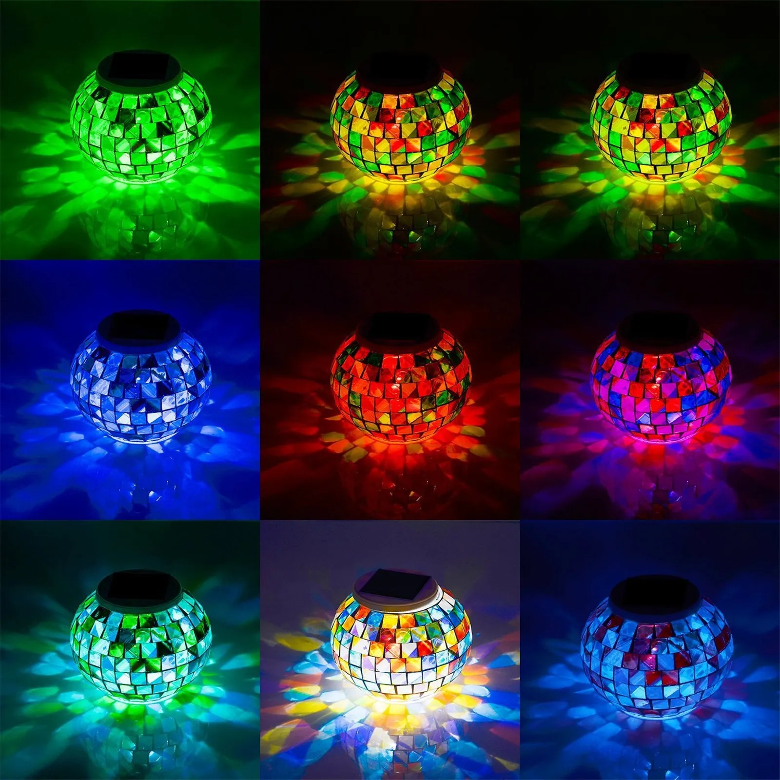 

Mosaic Color Changing Solar Waterproof Light Garden Lights Glass Ball Party Decoration Colour Star Lamp Night Decorative
