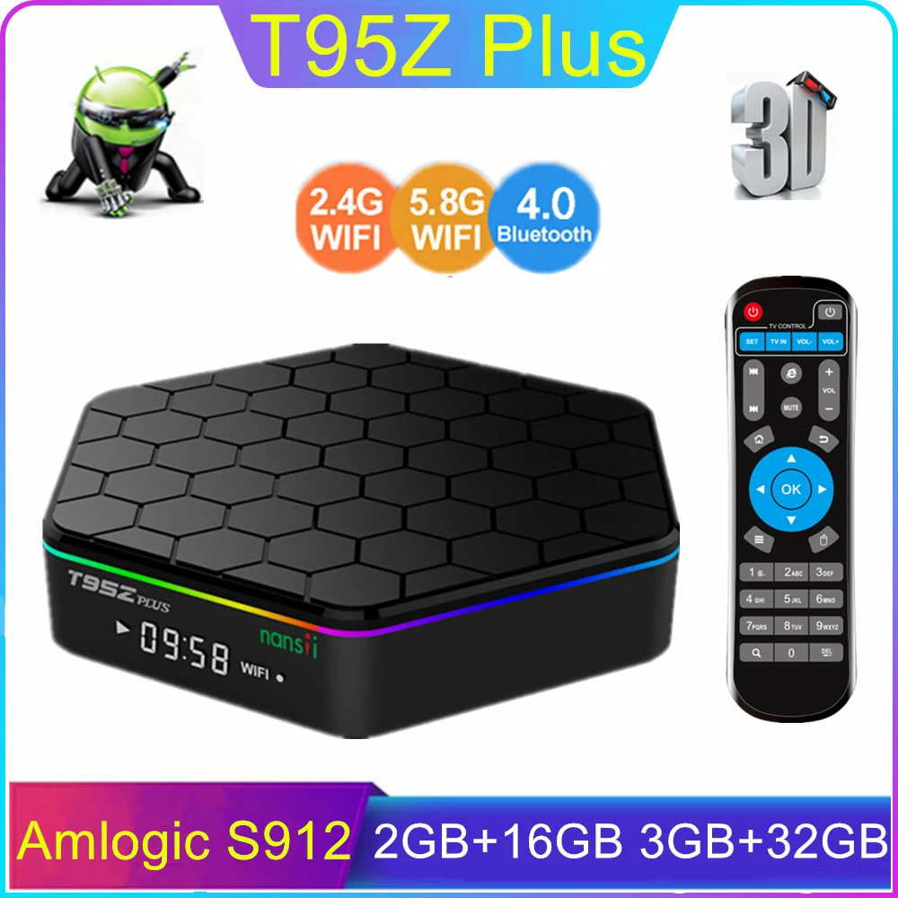 T95Z плюс Смарт Android 7 1 ТВ контейнер под элемент питания 2G/16G 3G/32G Amlogic S912 Octa Core коробка