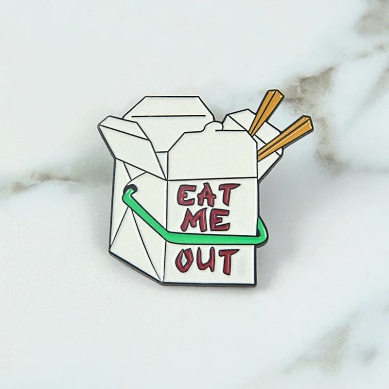 Новый вынуть окно эмали штырь китайский Еда коробка брошь Милые булавки