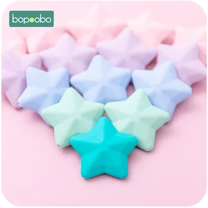 Bopoobo 10 шт. силиконовые бусины для детей с изображением звезды еды, Детские Силиконовые Прорезыватели, маленькие грызуны, аксессуары для ухода за детьми, детские игрушки