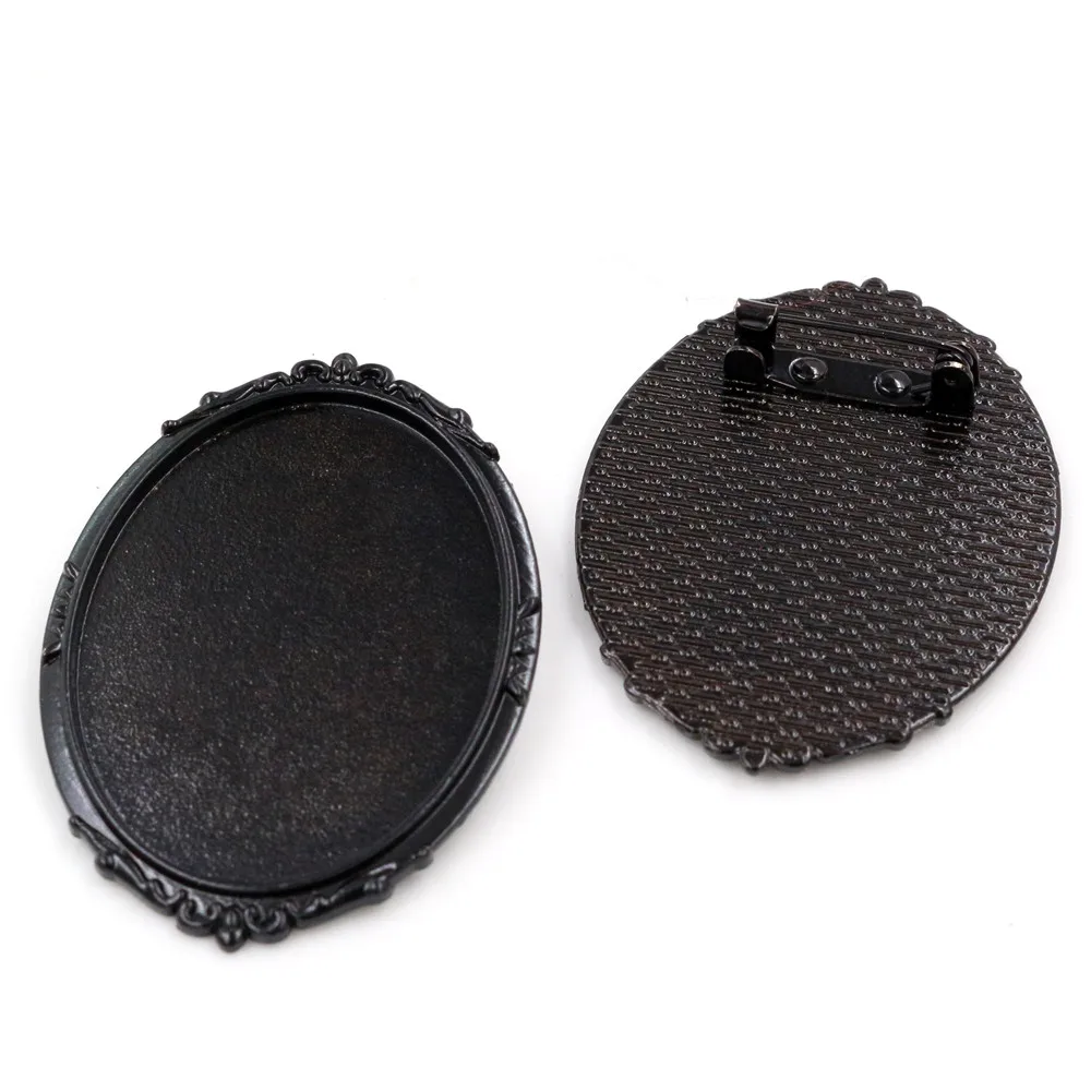 Новая мода 5 шт 30x40 мм внутренний размер черный цвет покрытый Булавкой Брошь Цветы