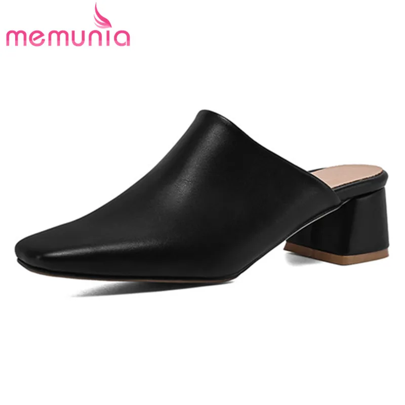 

MEMUNIA 2021 Mules Women Pumps Square Toe Spring Summer Solid Colors Comfortable Fashion High Heel Party Shoes Ladies Red