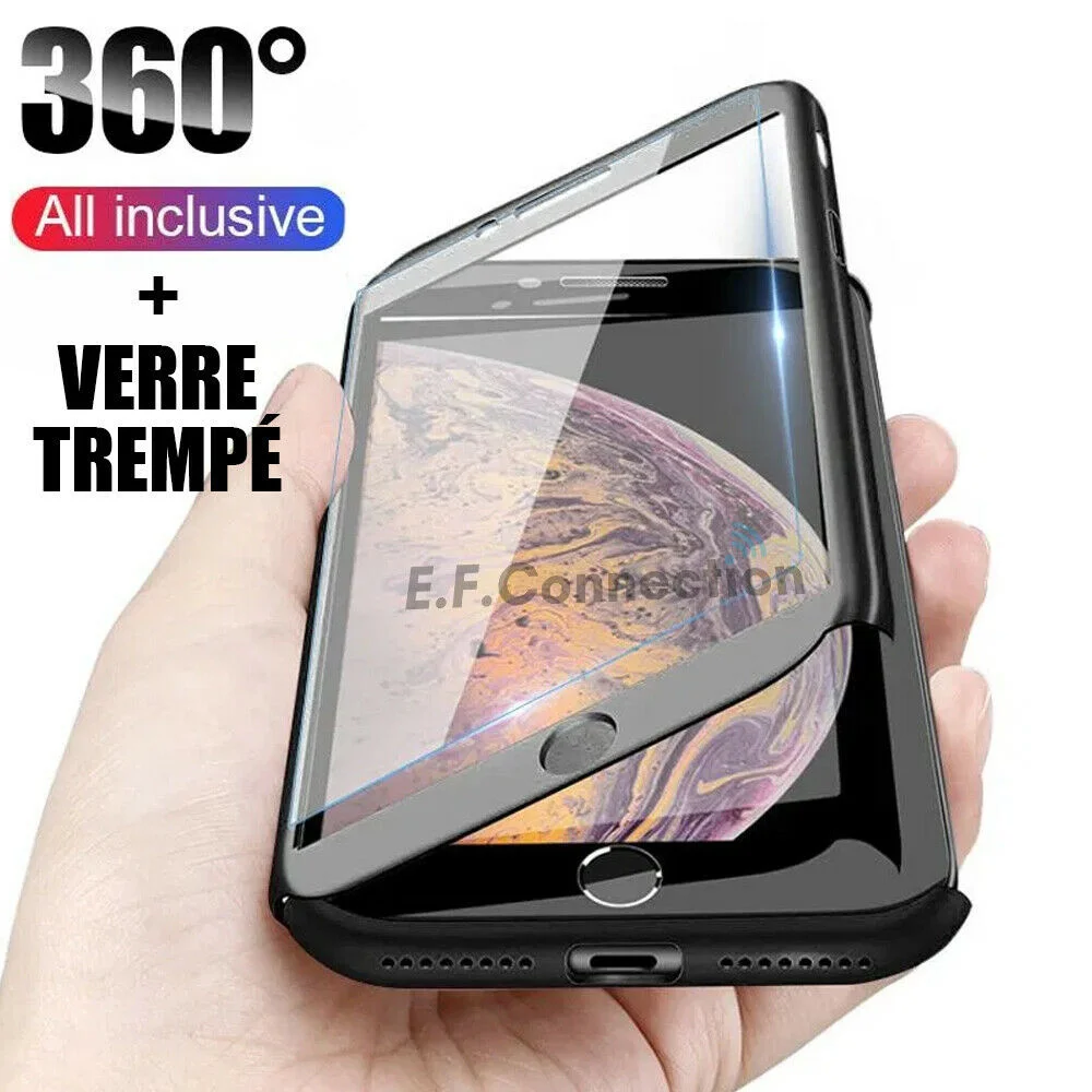 

COQUE HOUSSE ETUI TOTAL 360 FOR IPHONE 7/8/6S/XR/X/XS/MAX11/12/PRO + VERRE ECRAN