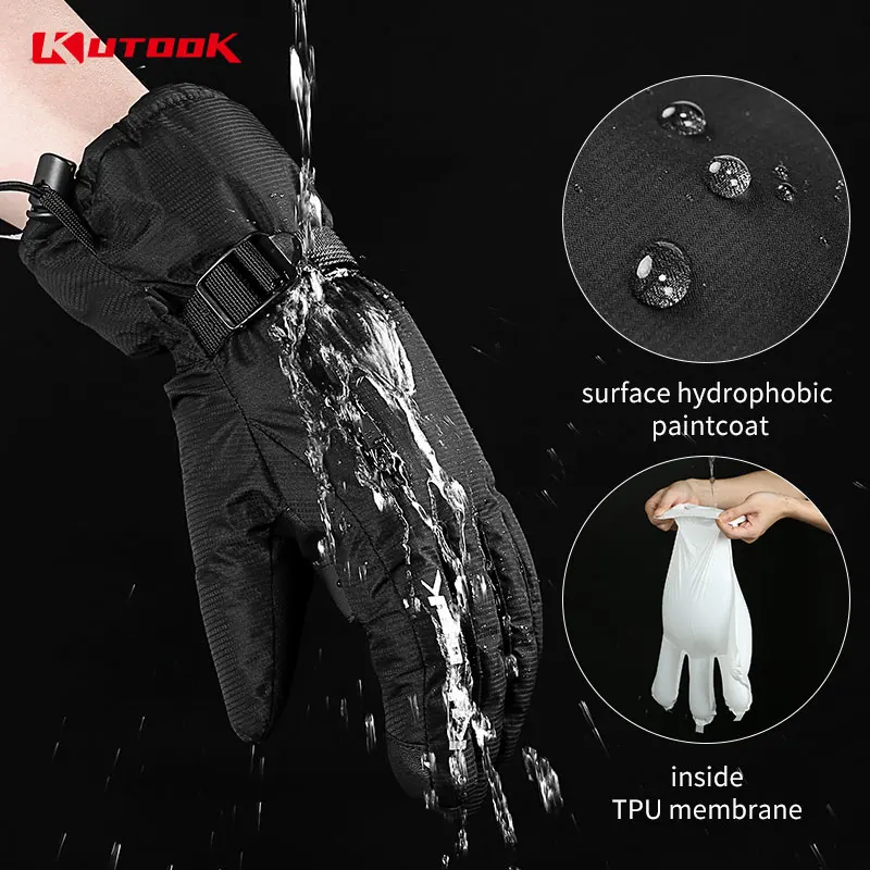 KUTOOK Термальность для катания на лыжах перчатки Водонепроницаемый ветрозащитные