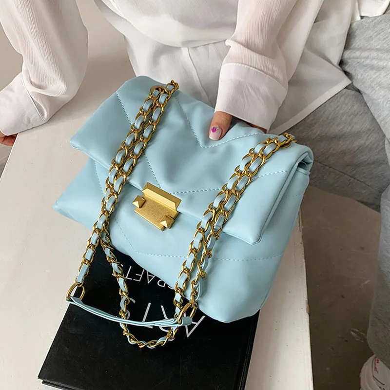 Сумка на плечо женская с цепочкой модный саквояж кросс-боди из экокожи роскошные