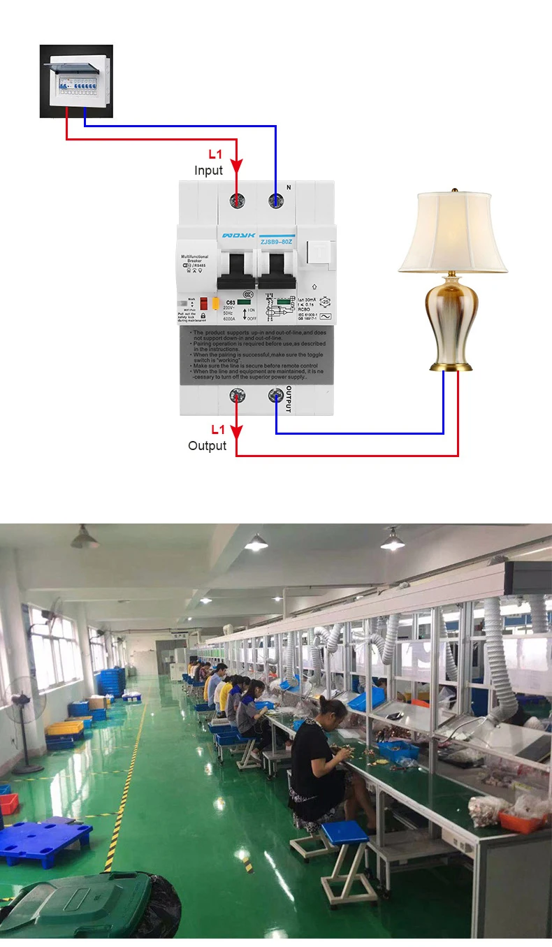 Wifi Smart RCBO выключатель остаточного тока с контролем энергии совместим с Alexa, Google Home для умного дома RS485