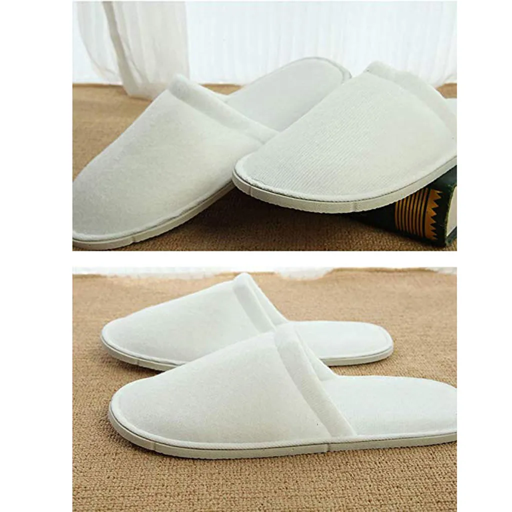 

shoes woman 20 Pairs Unisex Disposable Hotel Slippers Thickening Plus Velvet Anti-Skid women slippers solid indoor winter
