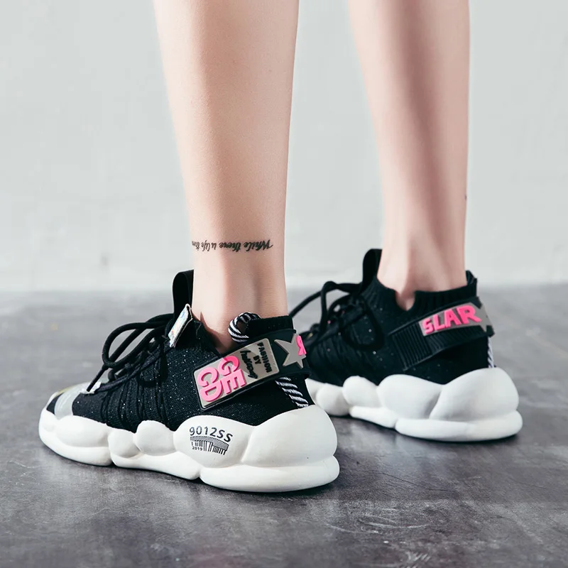 

Бесплатная доставка, женская обувь для фитнеса с воздушной подушкой, Женская теннисная обувь, спортивная вязаная обувь нового типа 2019