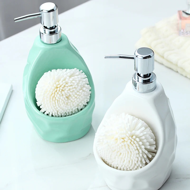 

650lml ceramic soap dispenser for kitchen ceramic + ABS home decoration liquid soap lotion dispenser bathroom accessories