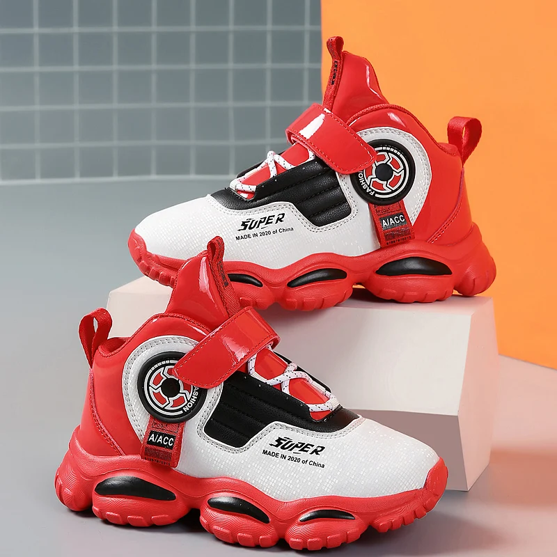 

Children Shoes Boys Basketball Shoes PU Leather Cushioning Sports Shoes Kids Non-slip Comfort Running Training Boys Sneakers