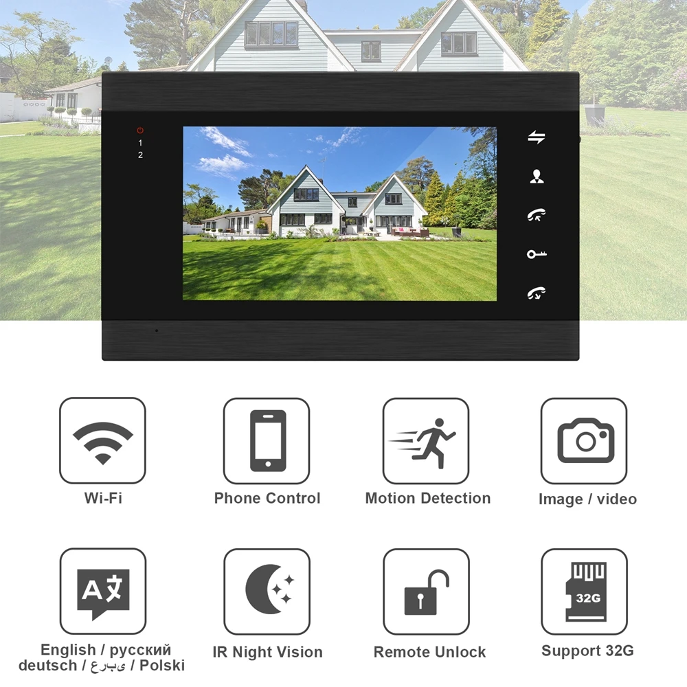 HomeFong WiFi система видеодомофона 3 монитора 1 дверной Звонок камера HD 960P смартфон